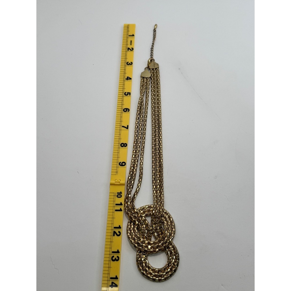 Estate Vintage Gold Tone Multi Strand Liquid Mesh Cable Knot Necklace Art Deco - Picture 5 of 6